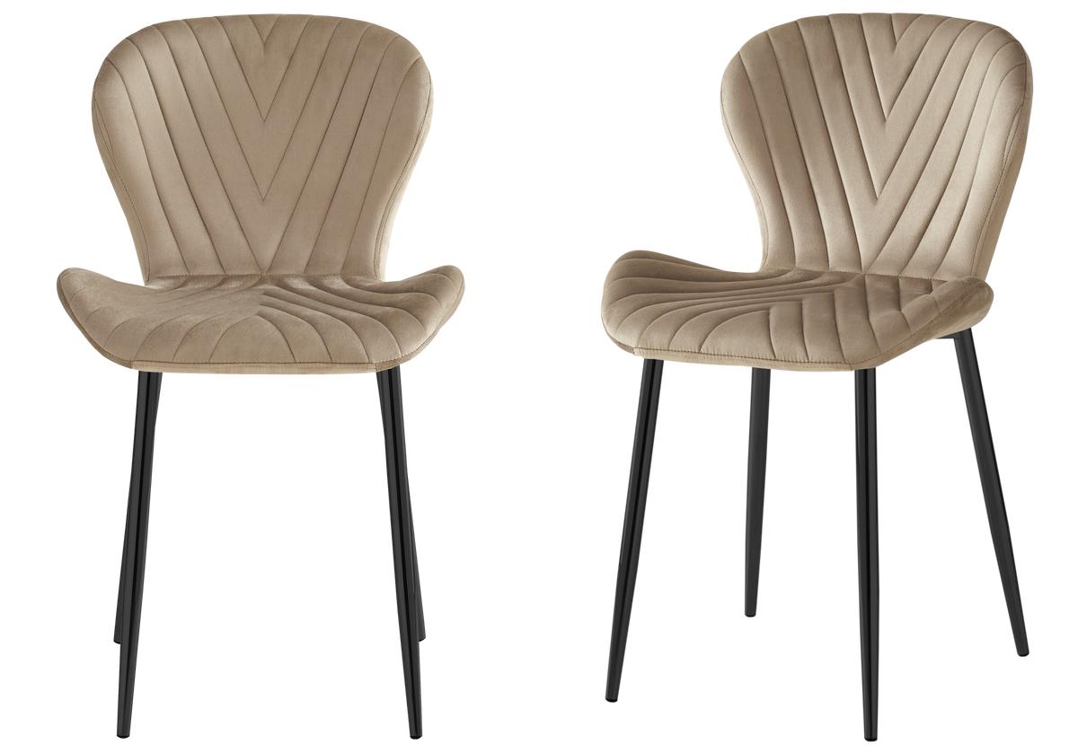 Lot de 4 chaises en taupe pieds noirs | Aura