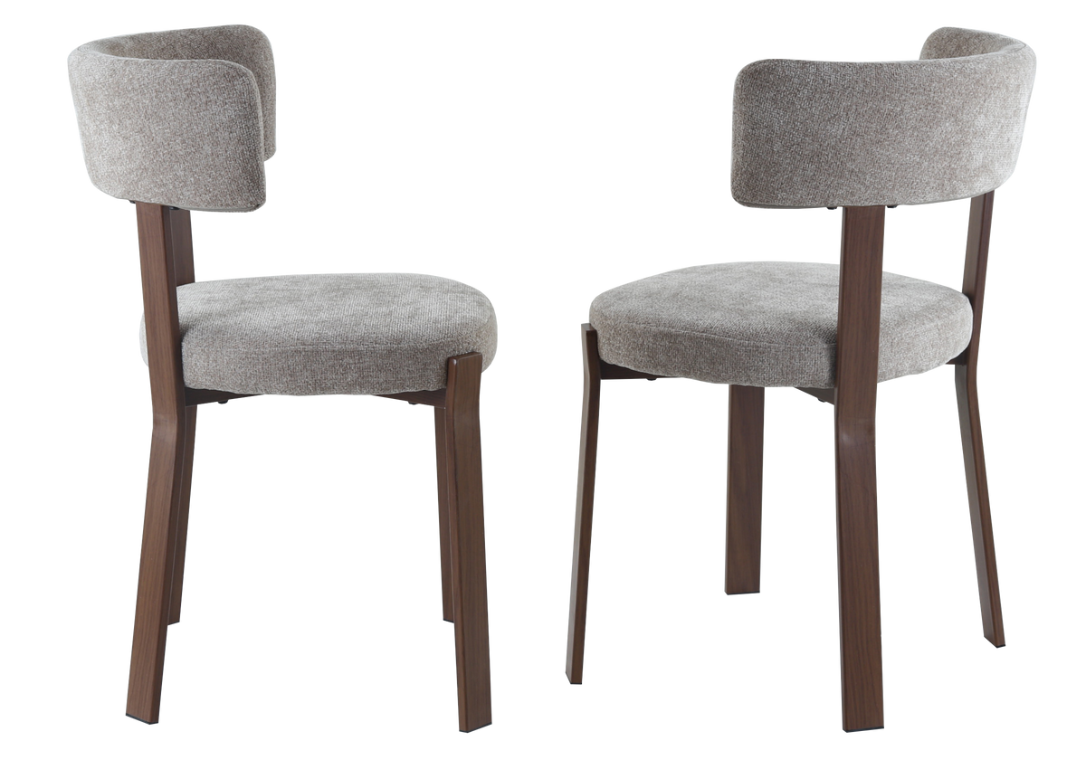 Lot de 4 chaises tissu chiné taupe et noyer | Axio