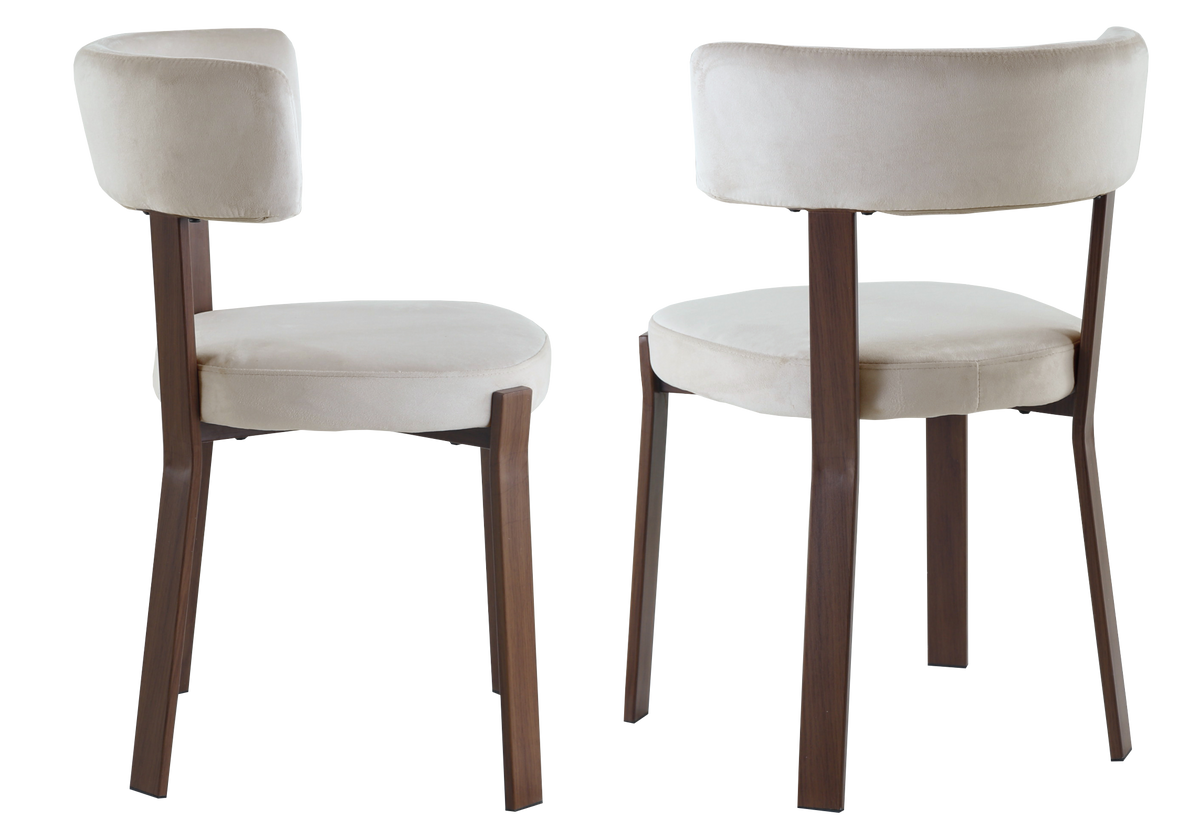 Lot de 4 chaises en beige et pieds noyer | Axio