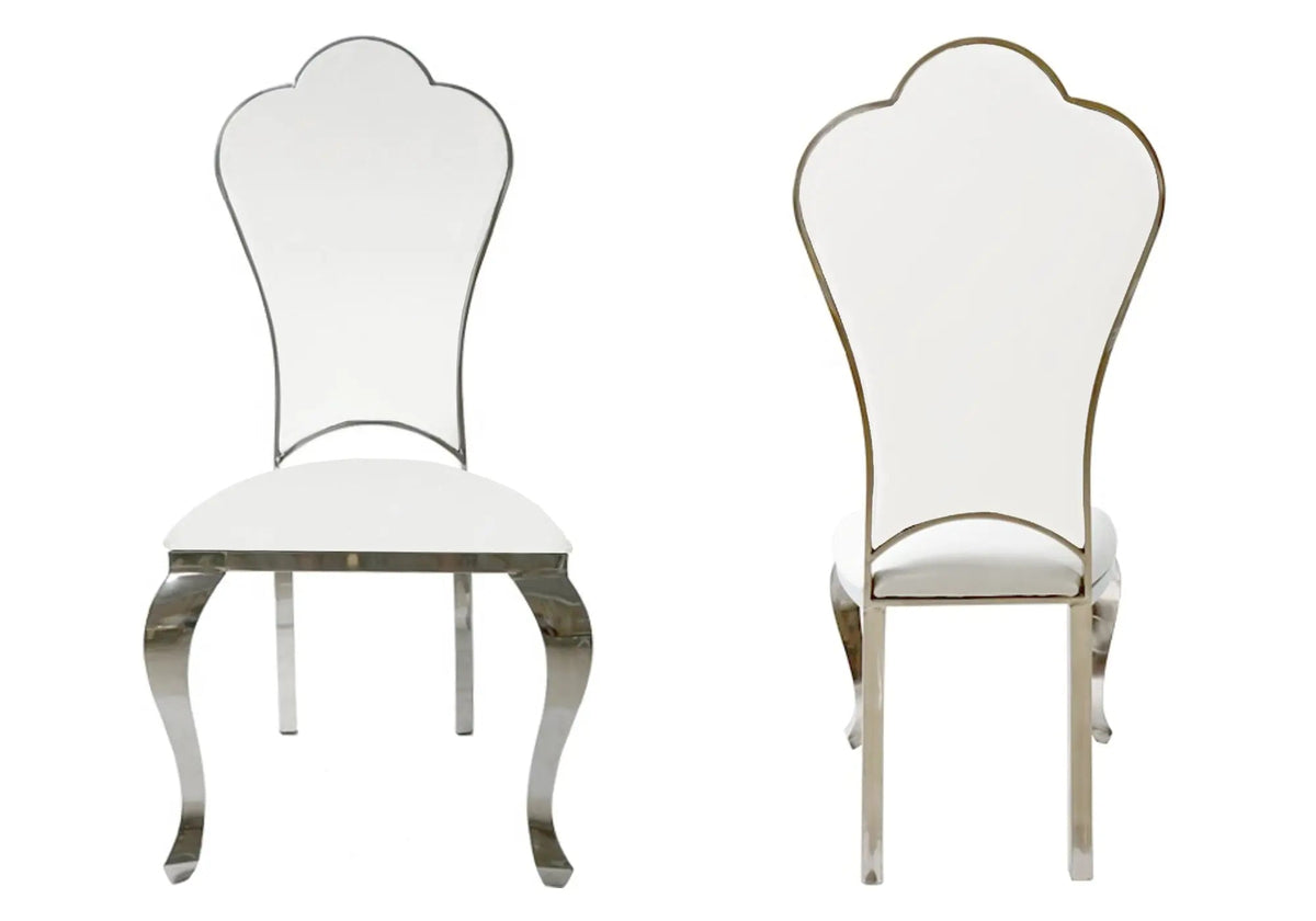 Lot de 4 chaises baroques médaillon simili blanc | Nexa
