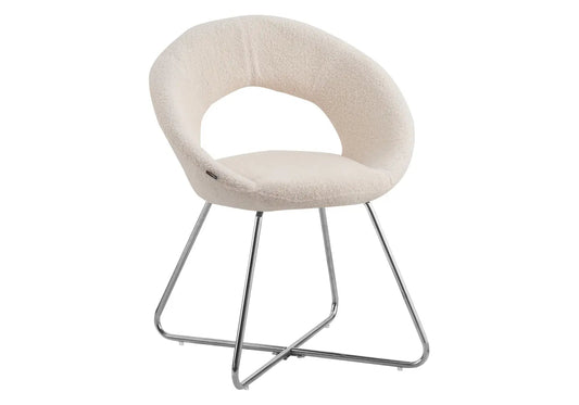 Lot de 4 chaises bouclette blanches arrondies | Dialex