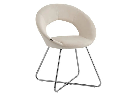 Lot de 4 chaises velours écru dossier ajouré | Dialex