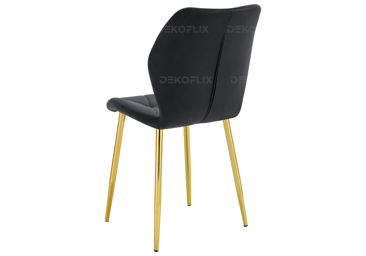 4 chaises coquillage en noir et pieds dorés | Zyra