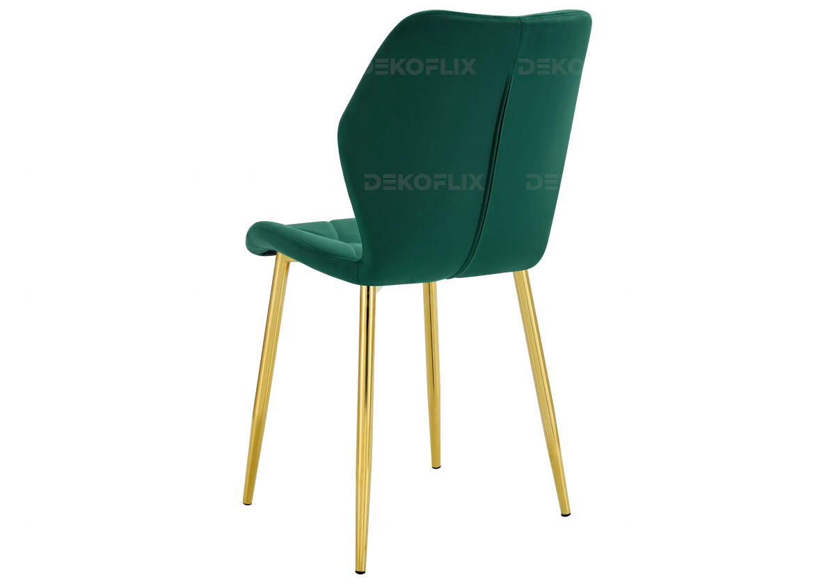4 chaises coquillage en vert et pieds dorés | Zyra