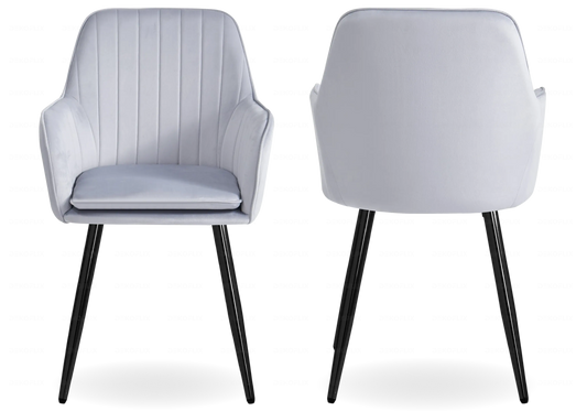 Lot de 2 chaises fauteuils gris pieds noirs | Nexo