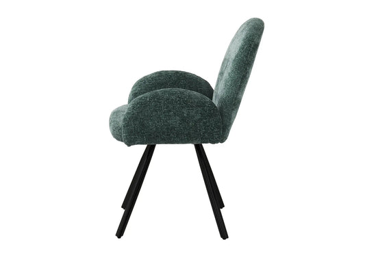 Fauteuils de table vert pieds noirs (x2) | Zylo