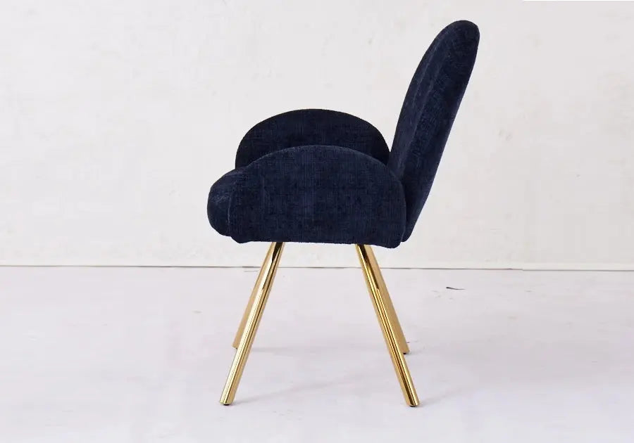 Lot de 2 fauteuils de table bleu pieds dorés | Zylo
