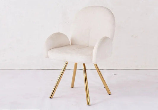 Lot de 2 fauteuils de table velours écru pieds dorés | Zylo