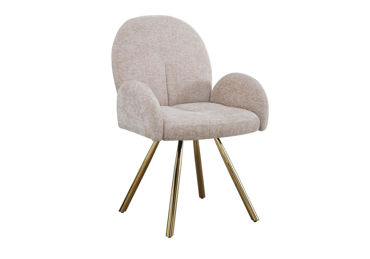 Lot de 2 fauteuils de table moka pieds dorés | Zylo