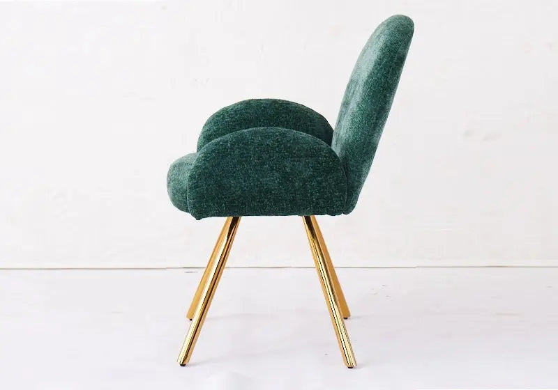 Lot de 2 fauteuils de table vert pieds dorés | Zylo