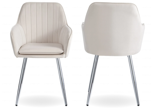 Lot de 2 chaises en beige et pieds argent | Nexo