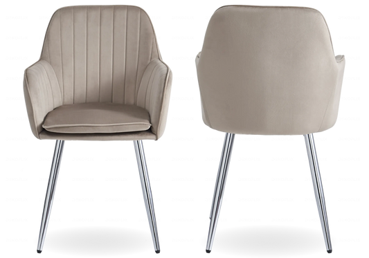 Lot de 2 chaises taupe pieds acier argent | Nexo
