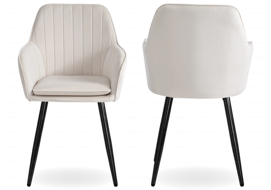 Lot de 2 chaises en beige et acier noir | Nexo