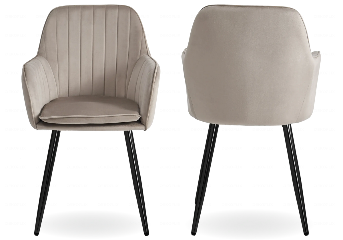 Lot de 2 chaises fauteuils en taupe et noir | Nexo