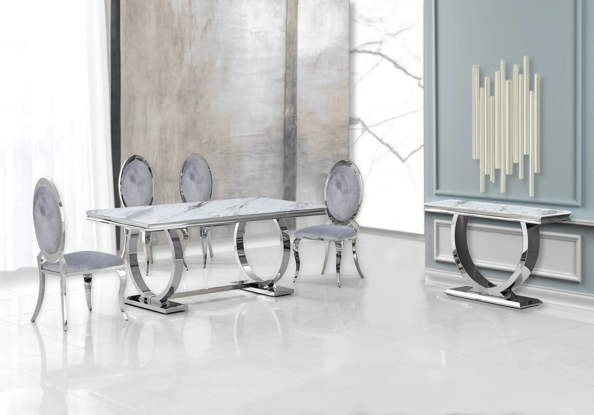 Lot de 4 chaises médaillon gris et argent | Novex