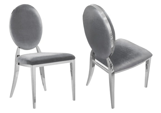 Lot de 4 chaises médaillon en gris et argent | Iris