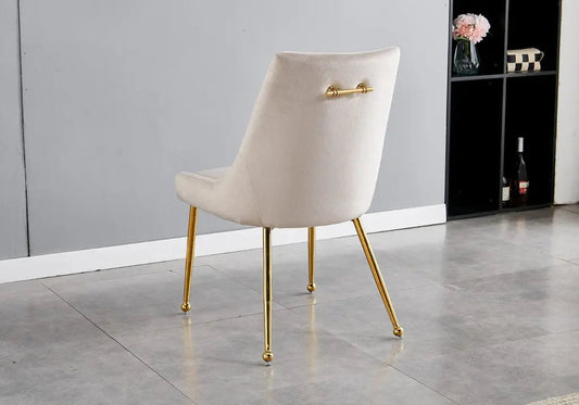 Lot de 4 chaises en taupe pieds dorés | Velox