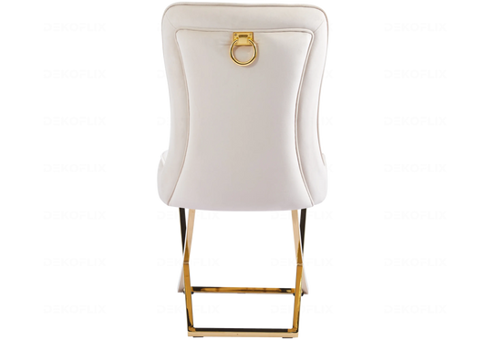 Lot de 2 chaises en beige doré avec anneau | Zenix