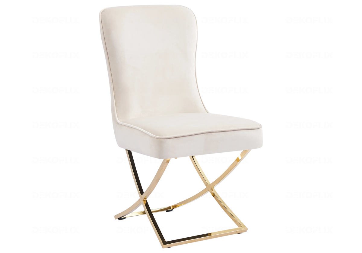 Lot de 2 chaises en beige doré avec anneau | Zenix