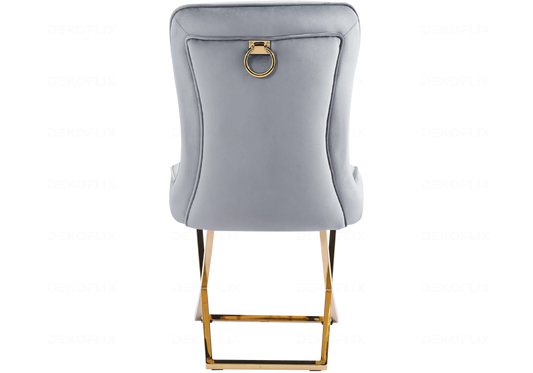 2 chaises gris et pieds dorés avec anneau | Zenix