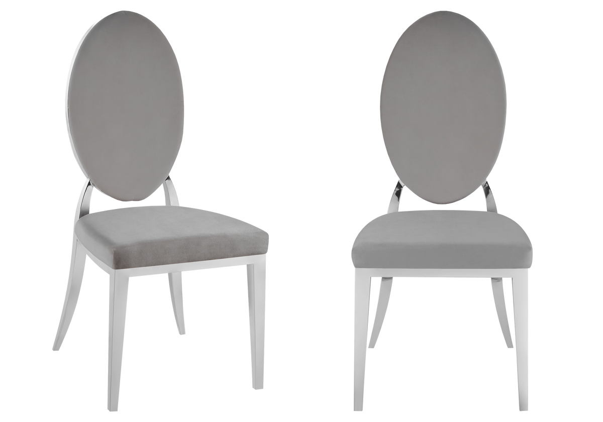 Lot de 4 chaises médaillon en gris et argent | Iris
