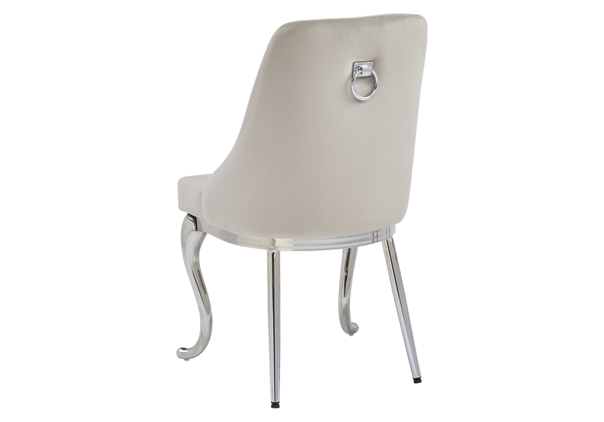 2 chaises baroques taupe anneau argenté | Zenix