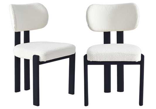 Lot de 4 chaises de salle à manger en bouclé noir | Zorix