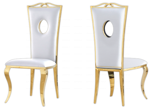 Lot de 4 chaises médaillon baroque dorées et blanches | Kivo