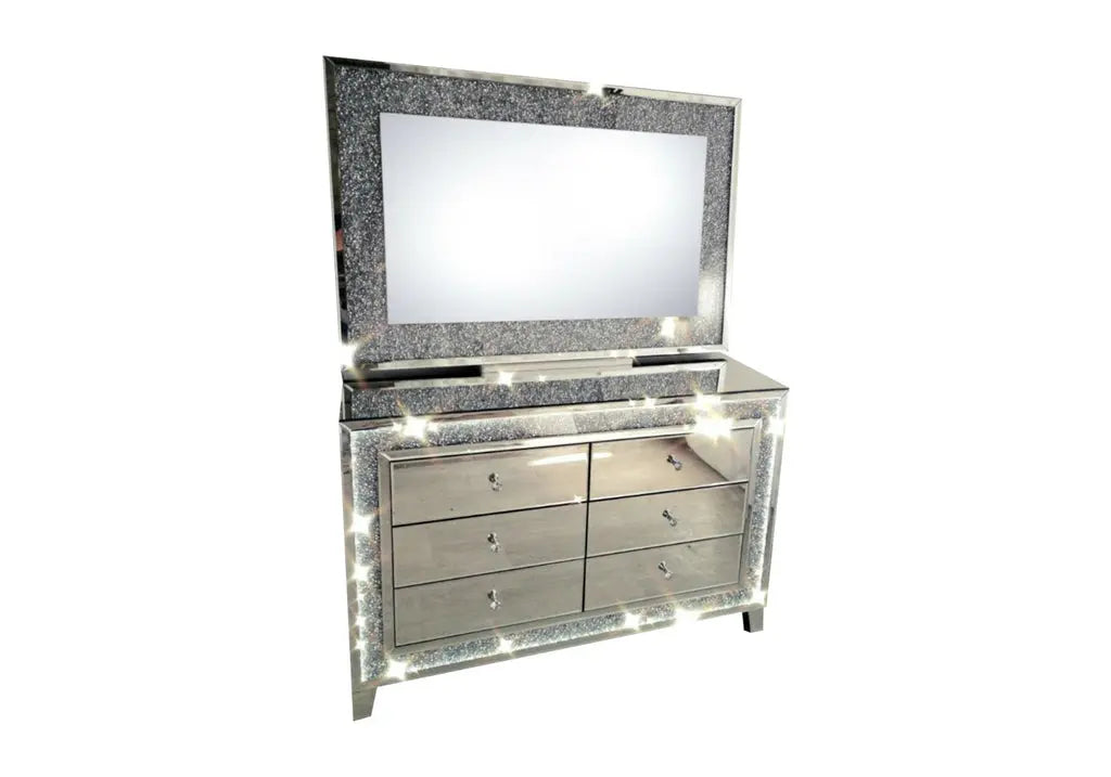 Commode coiffeuse miroir avec led et cristaux | Solen