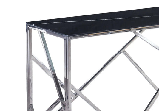Console design acier chromé et marbre noir | Zenvia