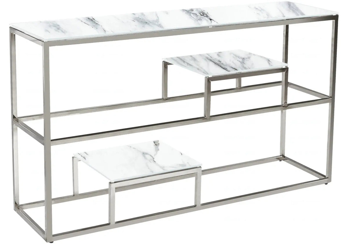 Console design marbre blanc pour le salon | Kineo