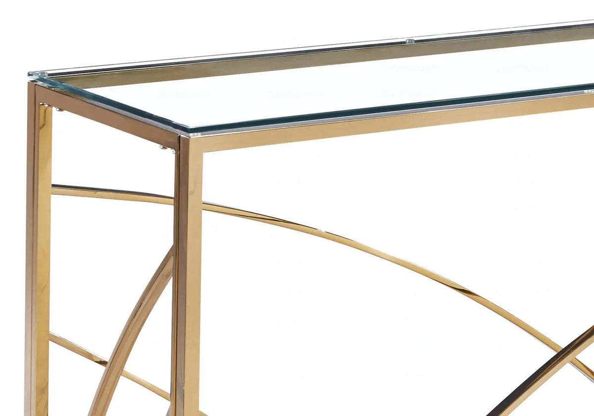 Console d'entrée verre trempé doré moderne | Kibo
