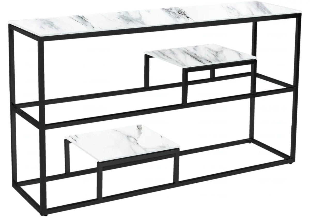 Console noire et marbre blanc pour entrée et salon | Kineo
