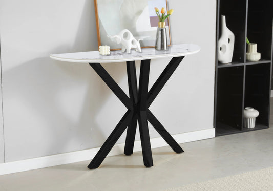 Console d'entrée demi-lune céramique marbre noir | Zenix