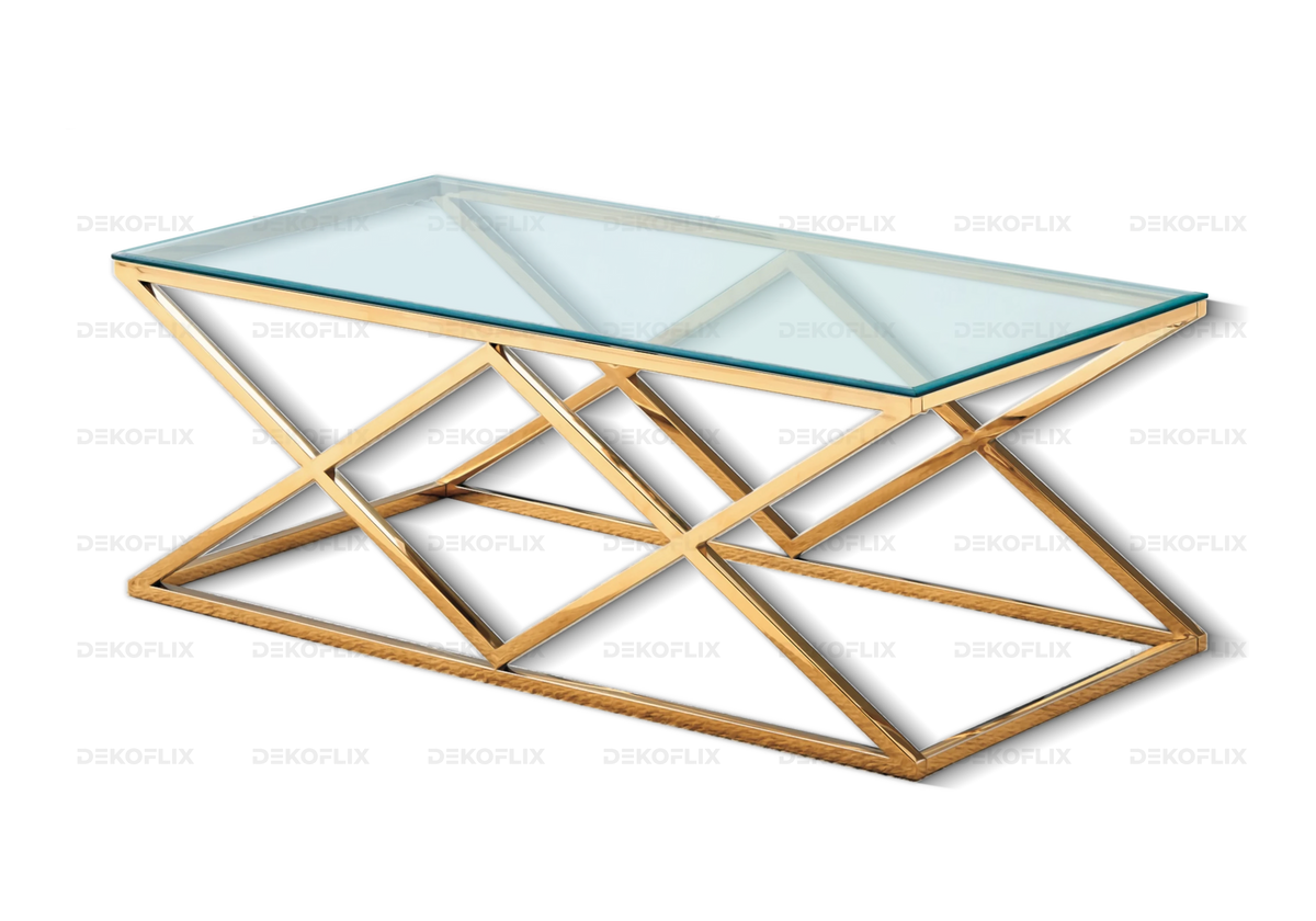 Salle à manger complète verre et acier doré | Vexta