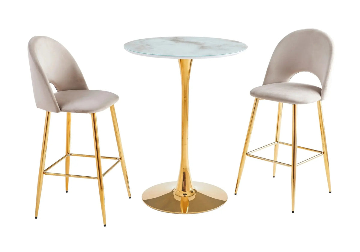 Ensemble table de bar marbre noir avec 4 chaises | Zyra