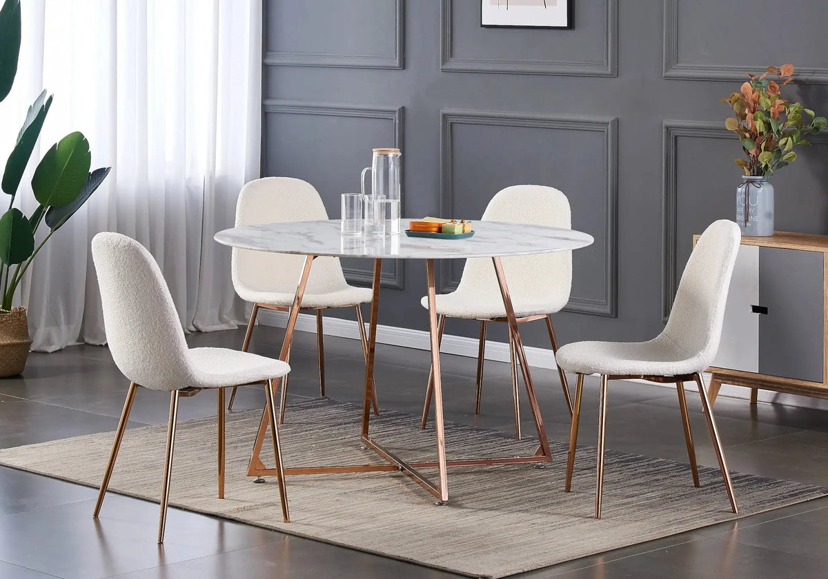 Lot de 6 chaises scandinaves tissu bouclé blanc | Vexta