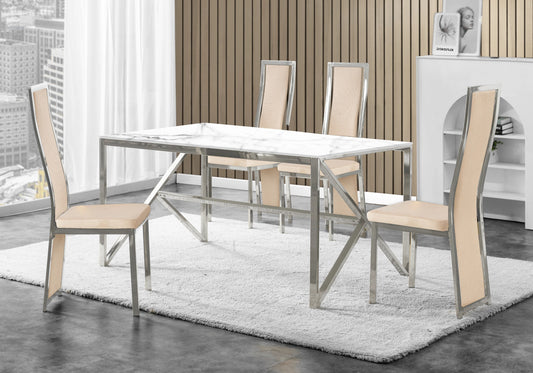 Lot de 6 chaises design en beige et acier | Kora