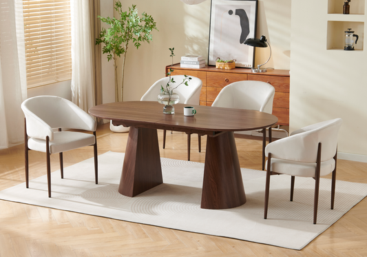 Table à manger extensible ovale finition noyer | Kaelo
