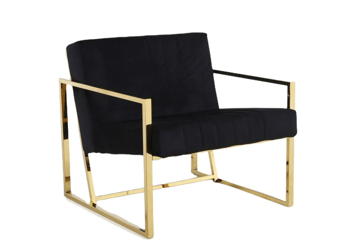 Fauteuil en noir et pieds acier doré | Zorix