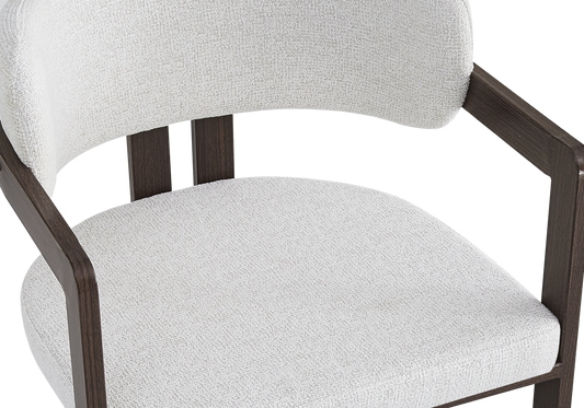 Lot de 2 fauteuils de table bouclés beige et noyer | Vexta