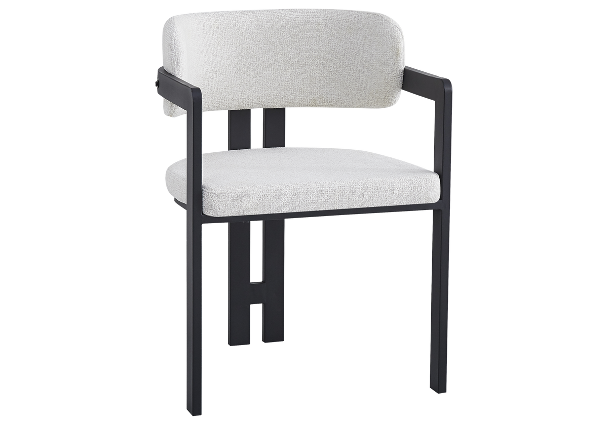 Lot de 2 fauteuils de table tissu bouclé beige | Vexta