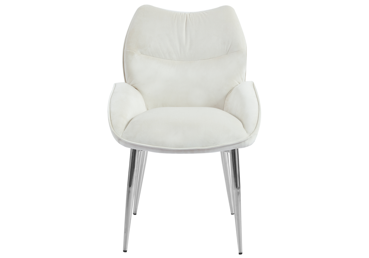 2 fauteuils de table beige pieds argentés | Vexta