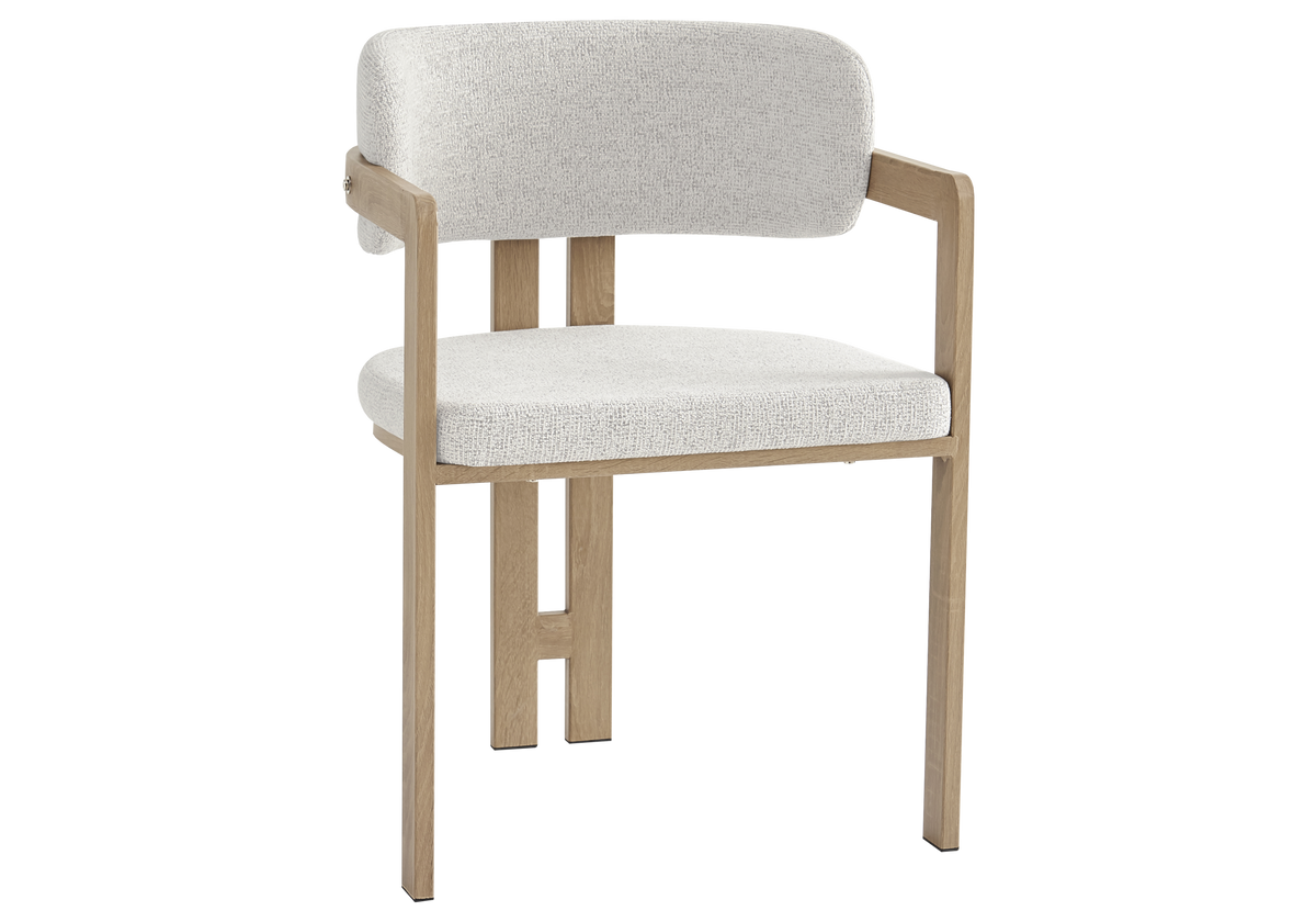 Lot de 2 fauteuils de table bouclé beige bois clair | Vexta