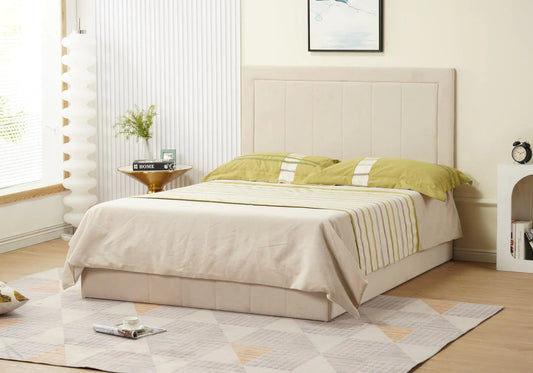 Lit capitonné en beige 140x190 et 160x200 | Orenza