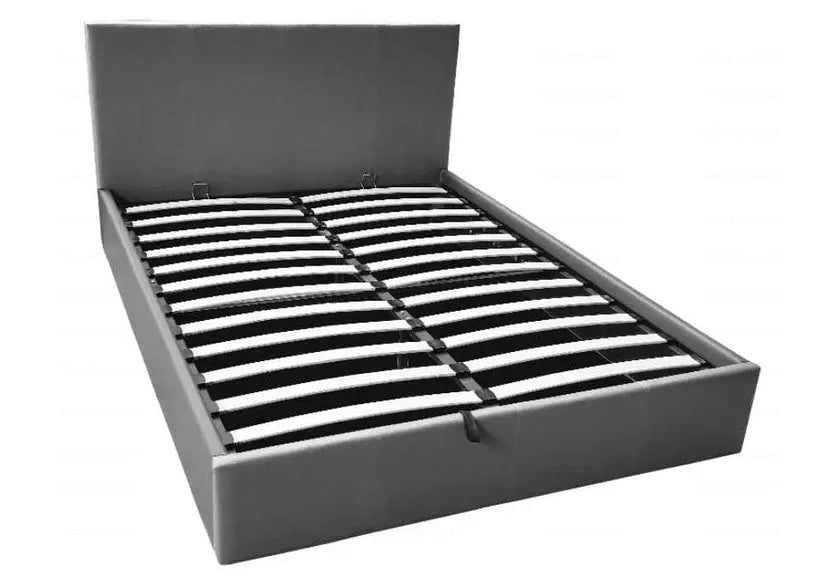Lit coffre de rangement simili gris moderne | Vesper