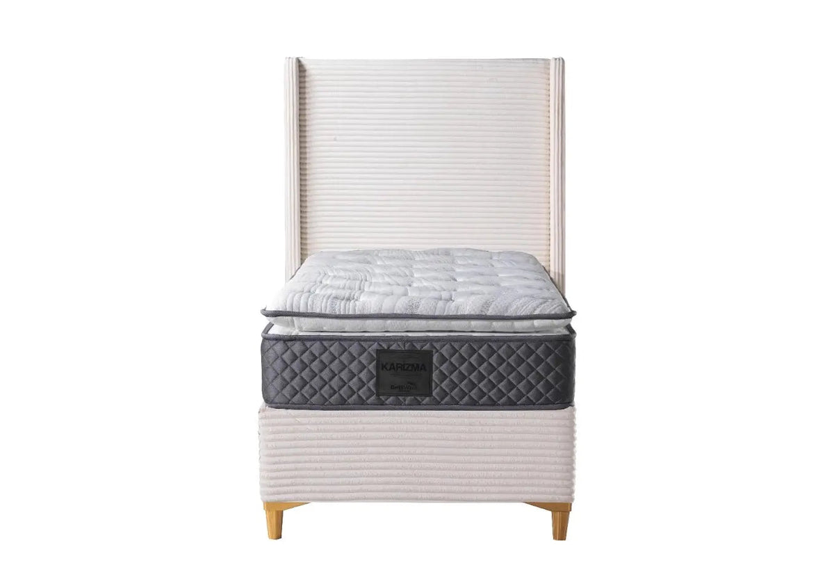 Lit coffre de rangement en beige adulte | Sola