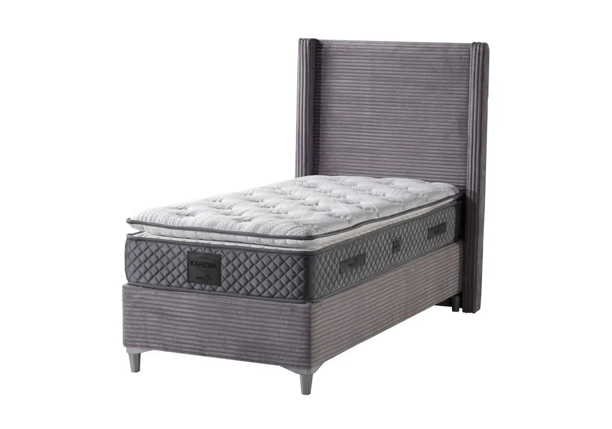 Lit coffre moderne en gris avec rangement | Sola