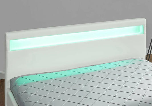 Lit double design blanc avec led et rangements | Solen
