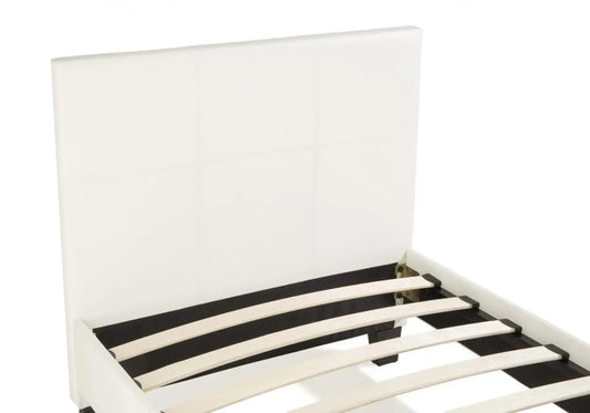 Cadre de lit simple simili cuir blanc moderne | Lido